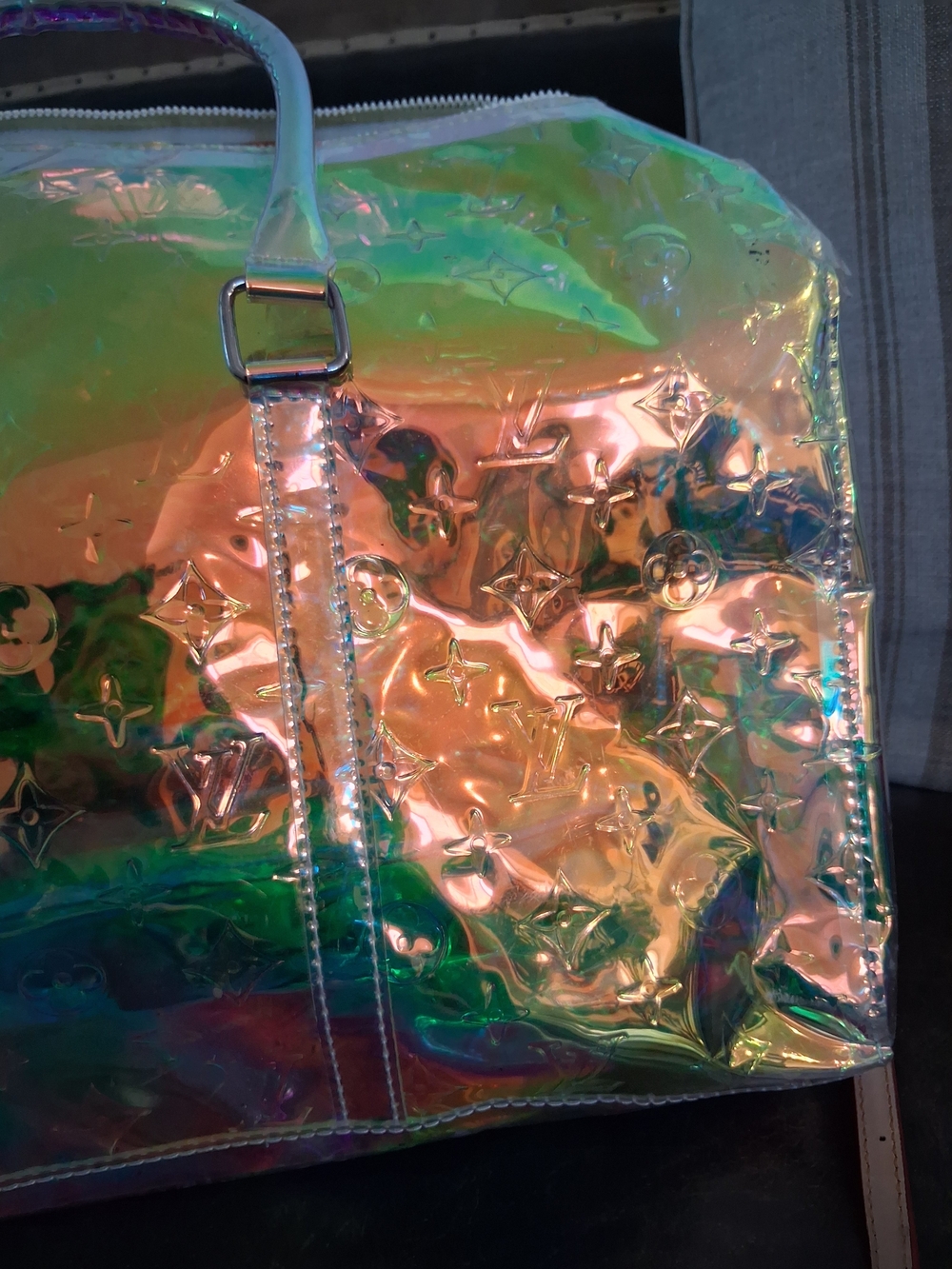 Holographic Iridescent Travel Tote - Clear Rainbow Shine - Picture 7 of 12